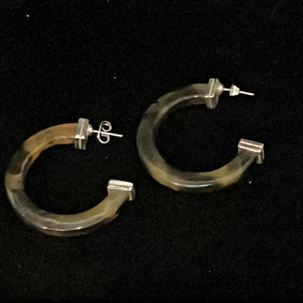 Tortoise Shell Color With Square Silver Tone Tip … - image 1